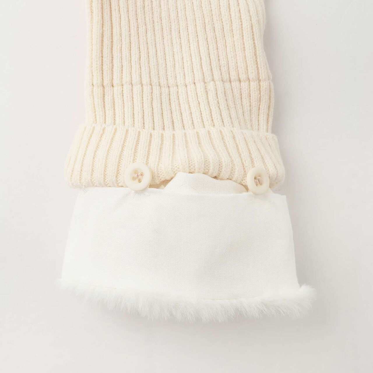 Fur Sleeve Knit Pullover,Ivory, large image number 4