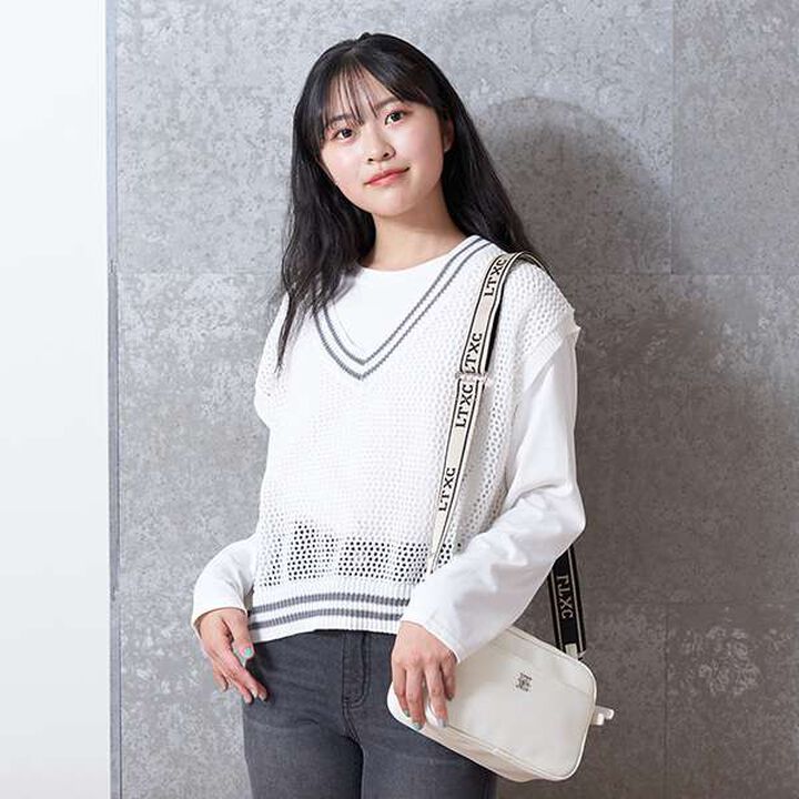 Mesh Knit Vest with Inner Lining,Black, medium image number 10