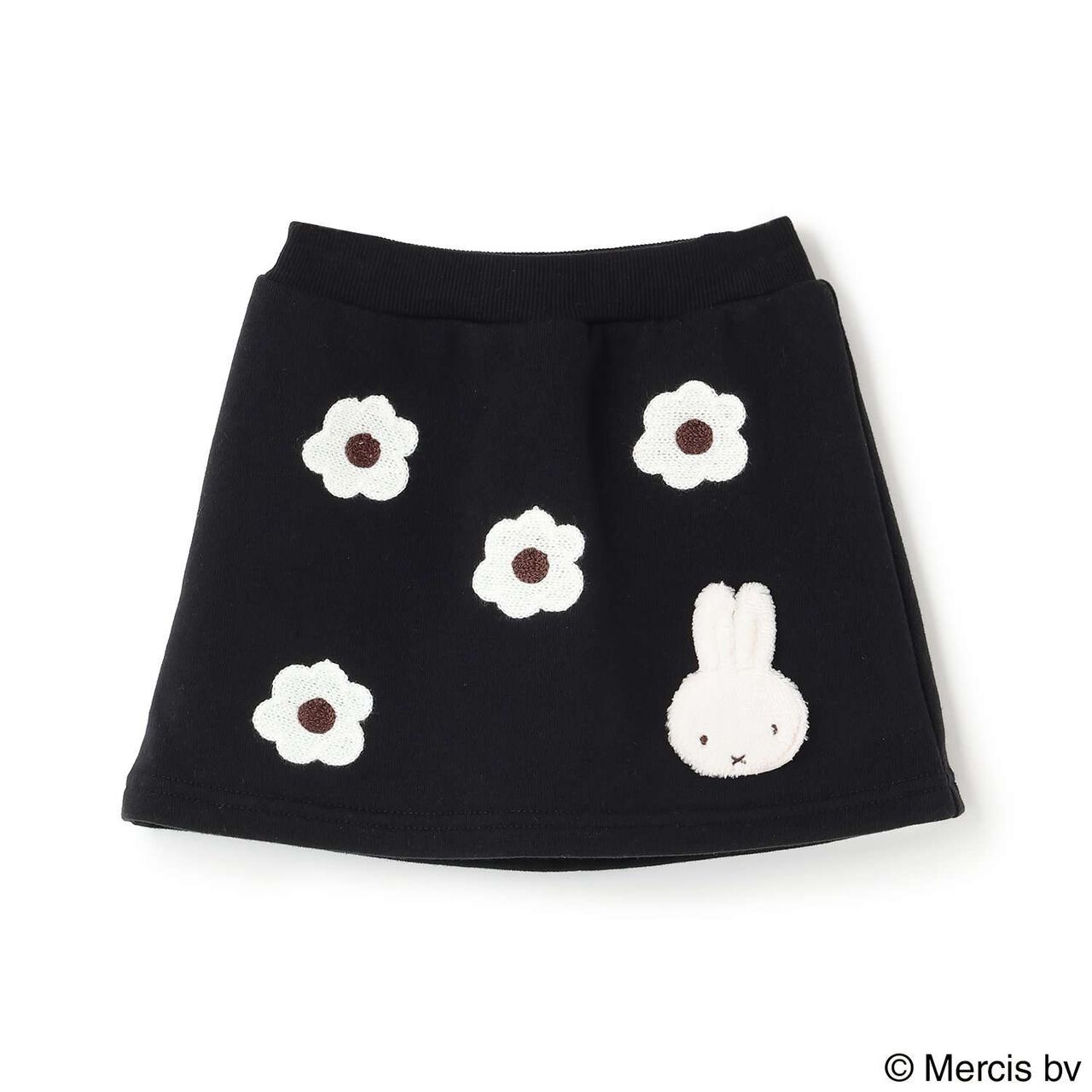 [Miffy] Flower Embroidery Skirt with Shorts,Black, large image number 4