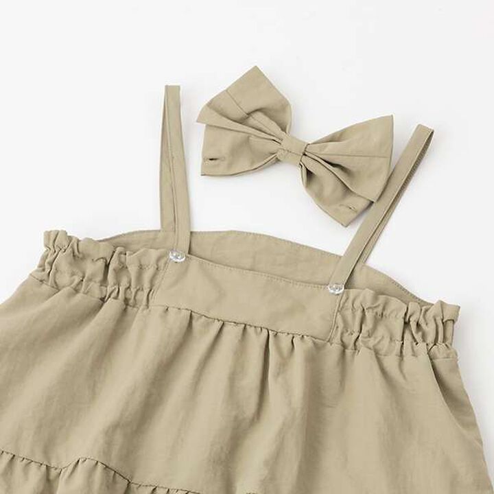 Tiered Long-Sleeve One-Piece Dress with Back Ribbon,Light khaki, medium image number 7