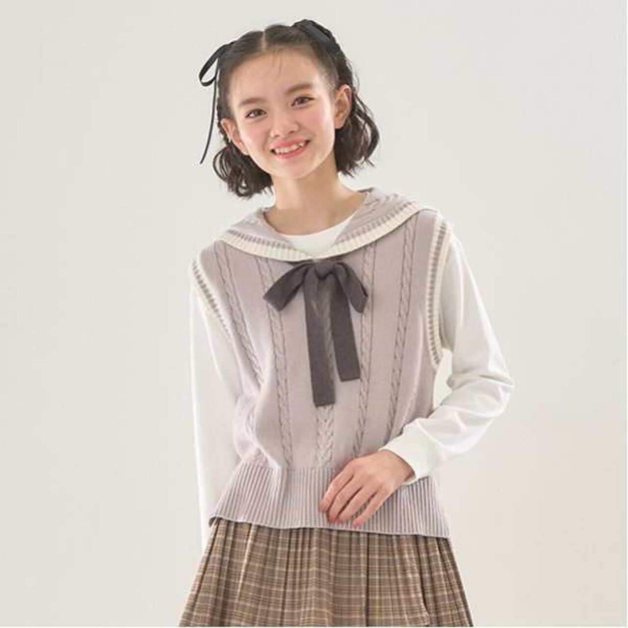 Sailor Knitwear Vest & T-Shirt Set,Gray, large image number 20