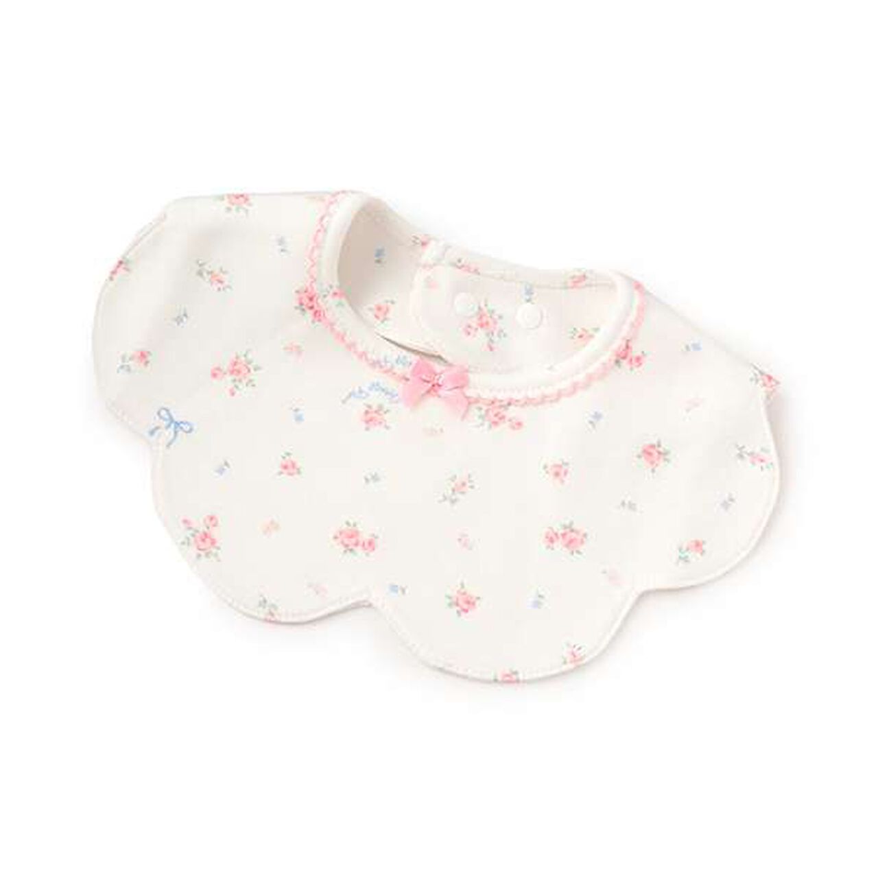 Small Floral Scallop Trim Bib,Light pink, large image number 8