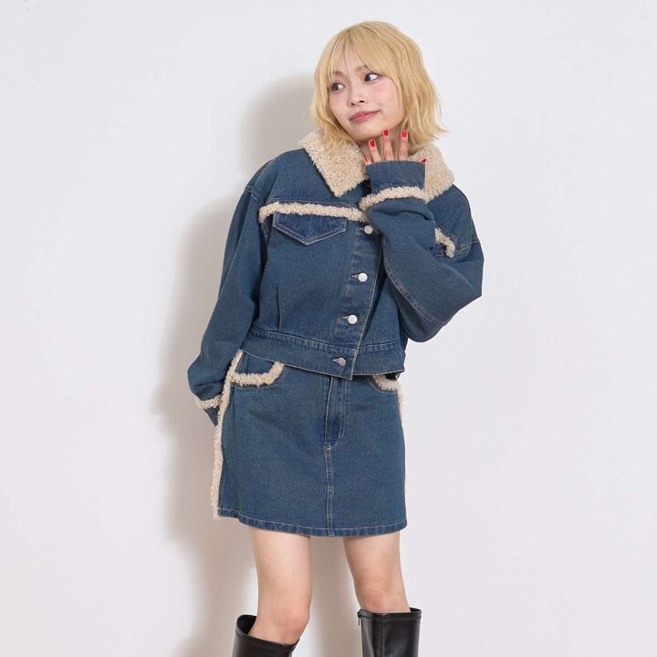 Reversible Quilted Denim Jacket Outfit Set,, medium