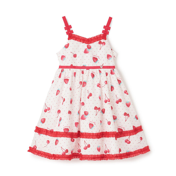 Strawberry Cherry Polka Dot Camisole Dress,Off white, medium image number 11