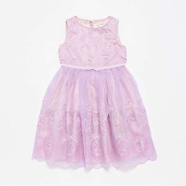 Rose Embroidery Organza One-Piece Dress,Black, medium image number 1