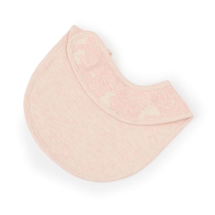 Organic Rabbit Jacquard Bib,Pink, medium image number 1