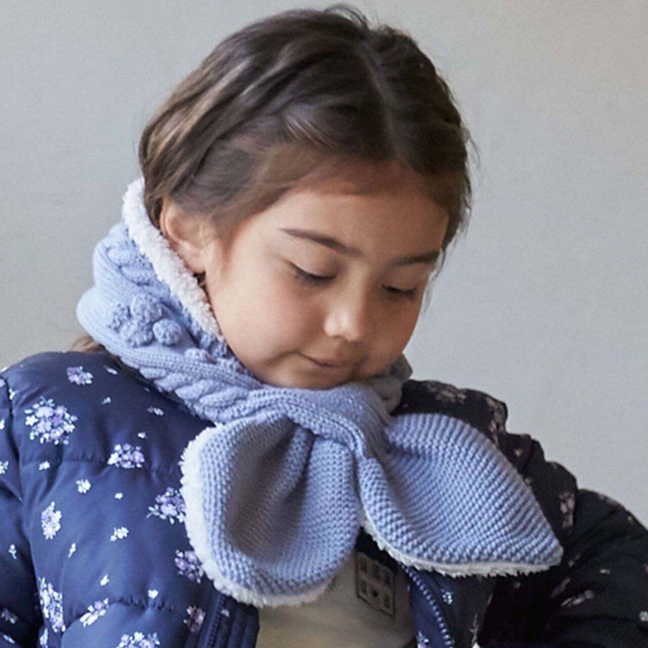 Jacquard Knit Scarf,Light blue, large image number 0