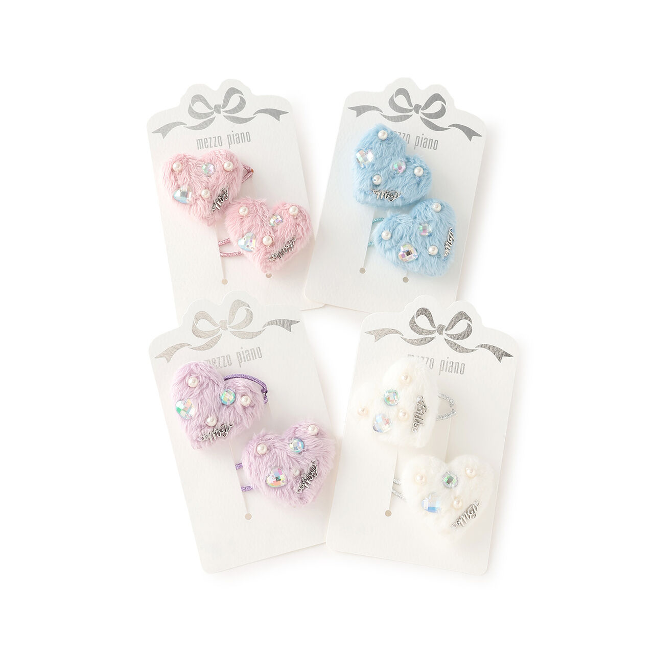 Puffy Heart Pearl Hair Ponytail Holders - Set of 2,Lavender, large image number 4