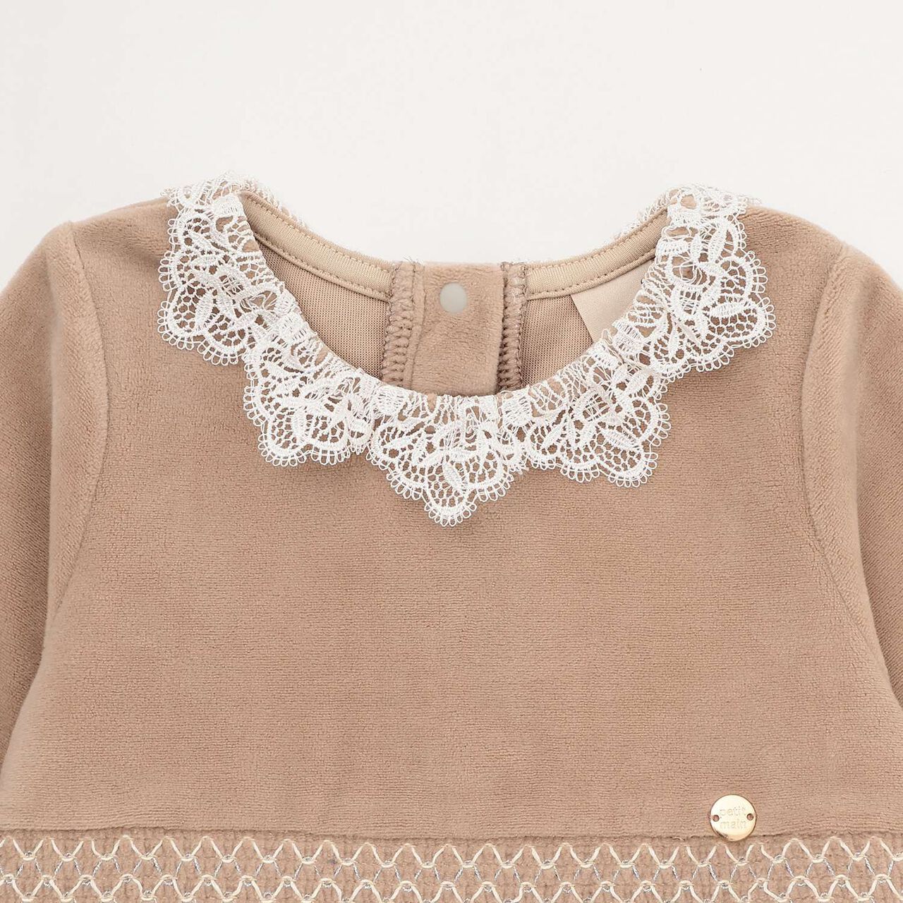 Velour Lace One-Piece Dress,Light pink, large image number 7