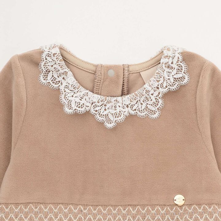 Velour Lace One-Piece Dress,Light pink, medium image number 7