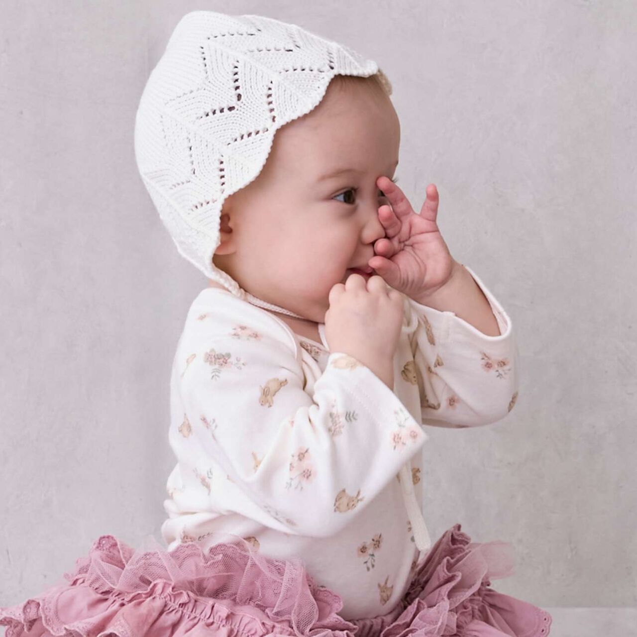 Knit Bonnet,Beige, large image number 1