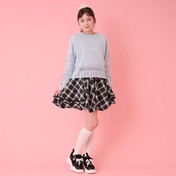 Assorted Material Irregular Hem Skirt with Shorts,Light blue, medium image number 15