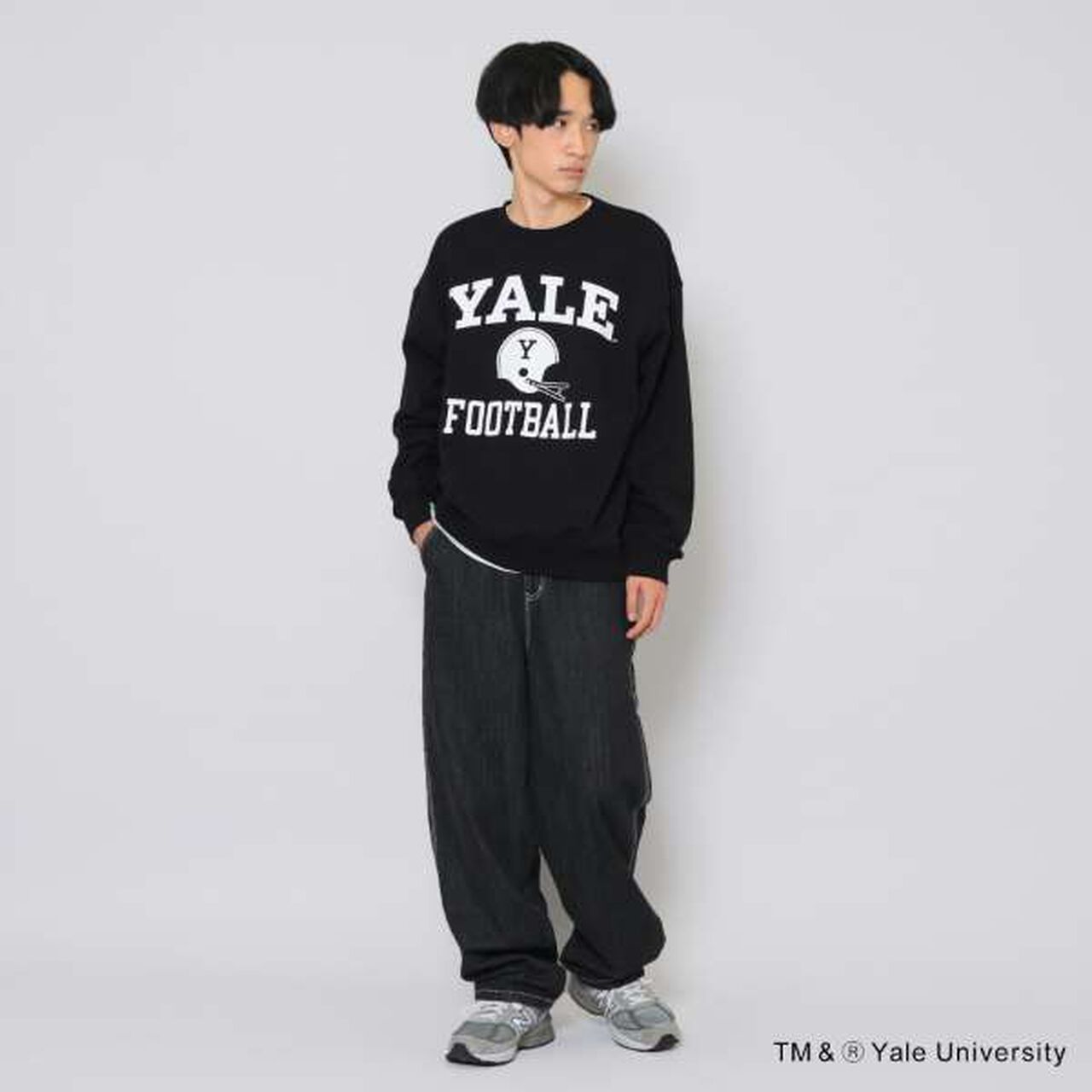 [YALE] Front Football Logo Print Sweatshirt,Navy, large image number 1