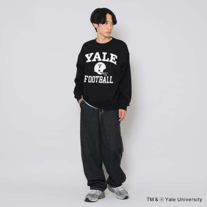 [YALE] Front Football Logo Print Sweatshirt,Navy, medium image number 1
