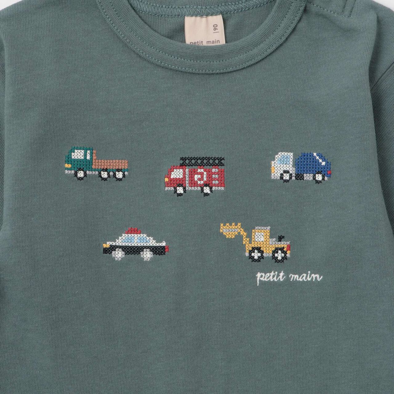 Work Vehicle Embroidery Long-Sleeve T-Shirt,Navy, large image number 9