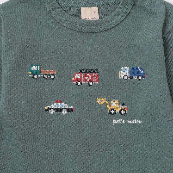 Work Vehicle Embroidery Long-Sleeve T-Shirt,Navy, medium image number 9