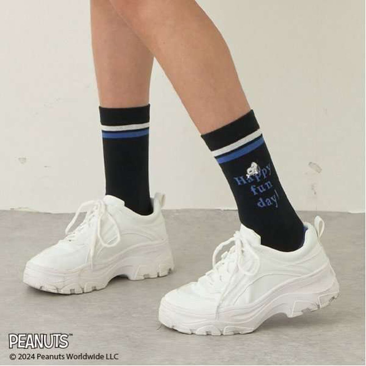 [Made in Japan] [PEANUTS] Striped Crew Socks,Off white, large image number 9