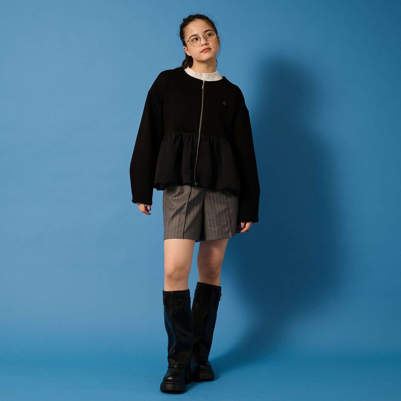 [AMI] Cardigan with Balloon Zipper,Black, large image number 10