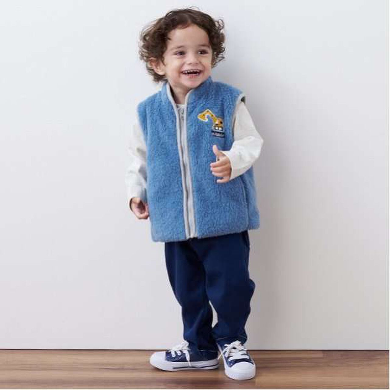 Heavy Machinery Patch Boa Zip-Up Vest,Off white, large image number 6