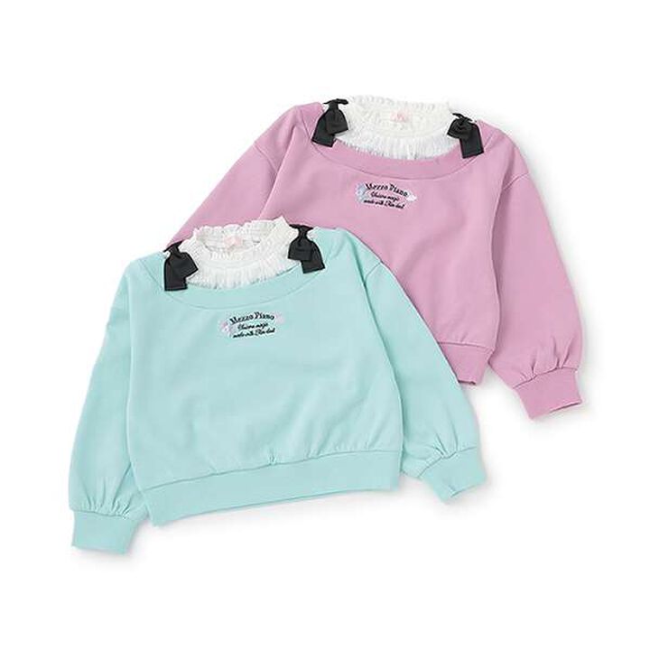 Shoulder Ribbon Layered Sweater,Lilac, medium image number 8
