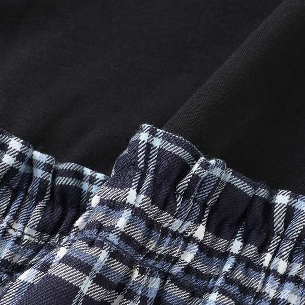 Checkered Pattern Short-Sleeve One-Piece Dress,Navy, large image number 8