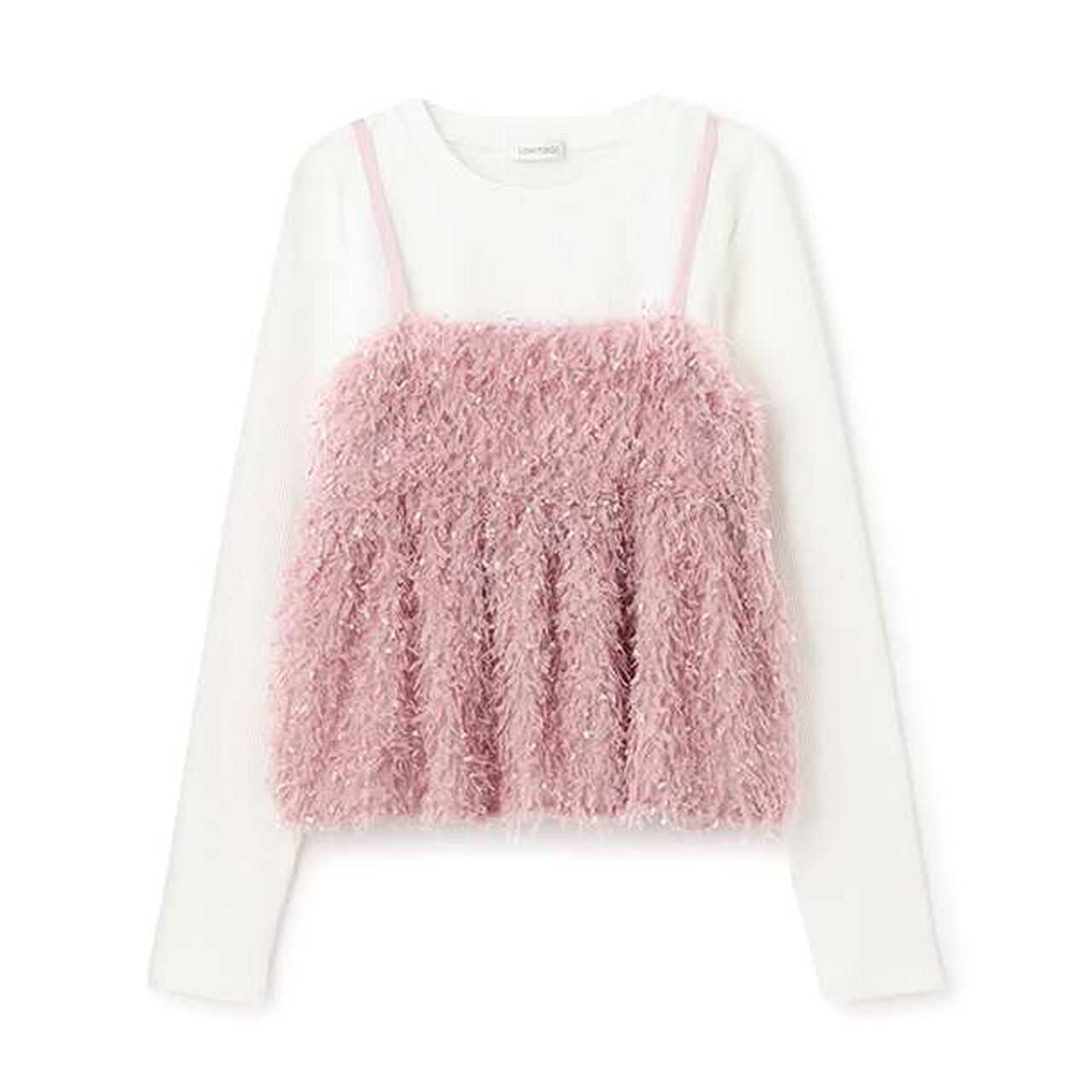 Feather Vest Inner Wear Set,Pink, large image number 0