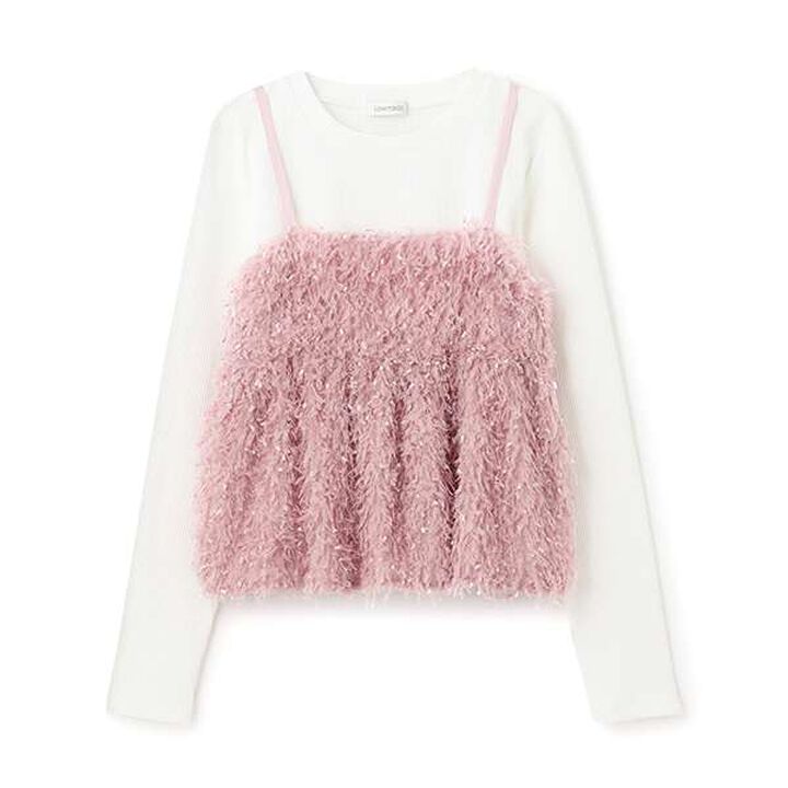 Feather Vest Inner Wear Set,Pink, medium image number 0