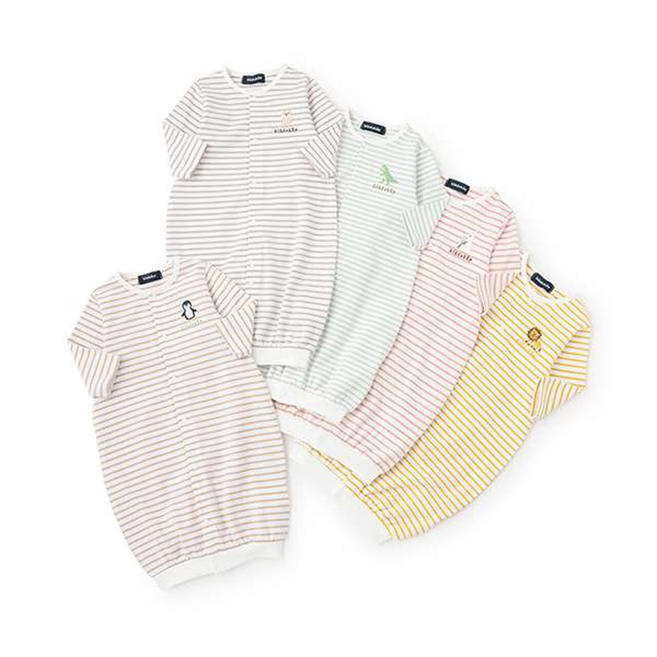 Animal Stripe Long-Sleeve 2-Way All-in-One,Mustard, large image number 7