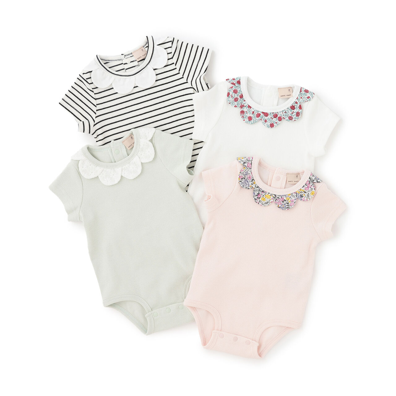 Short-Sleeve Scallop Trim Romper,Black, large image number 10