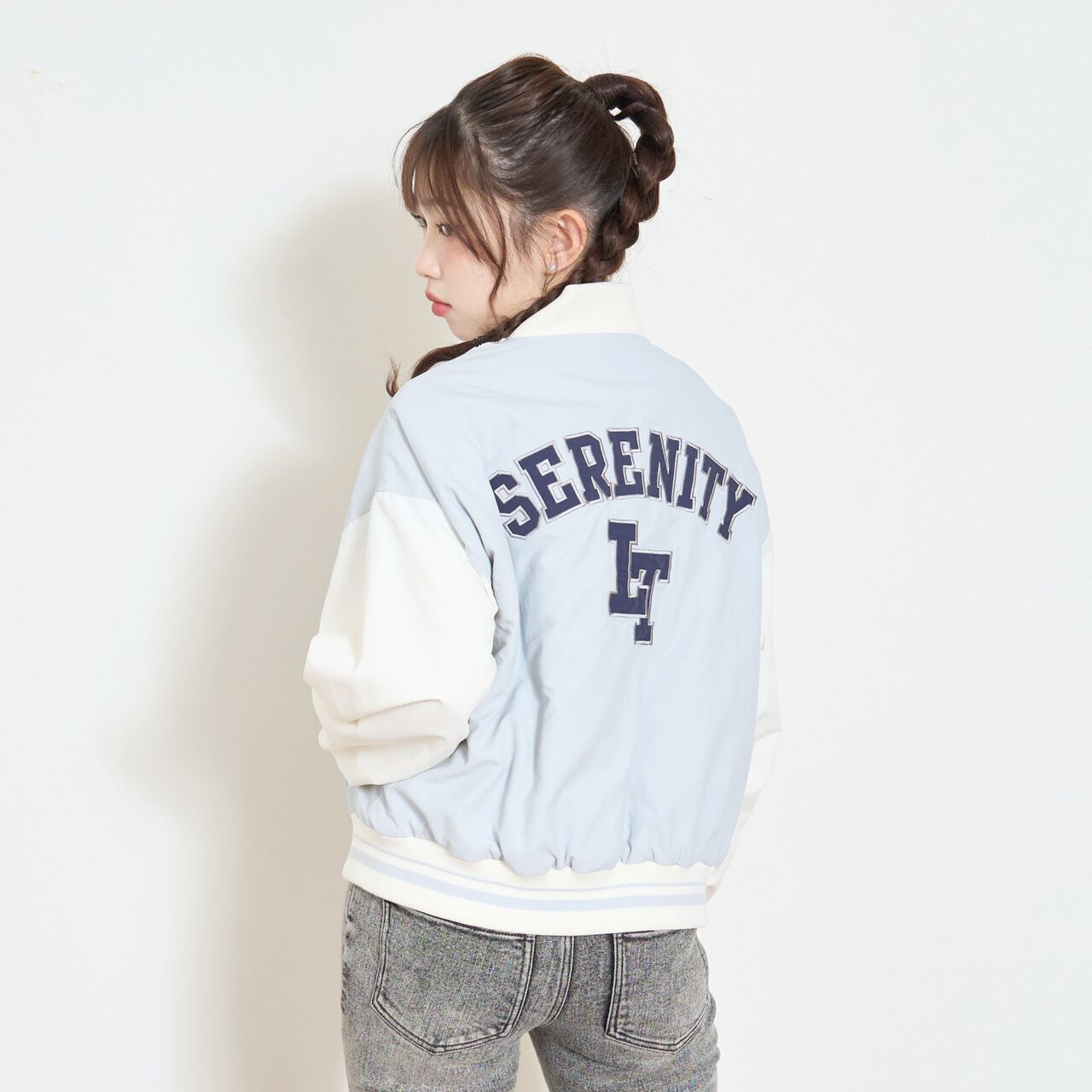 LTXC Water-Repellent Padded Varsity Jacket,Gray, large image number 4