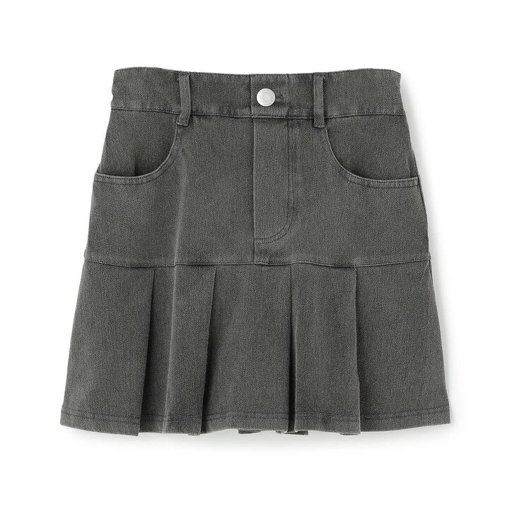 [Stretch] Denim-Look Cut Pleated Skirt,Blue, medium image number 25