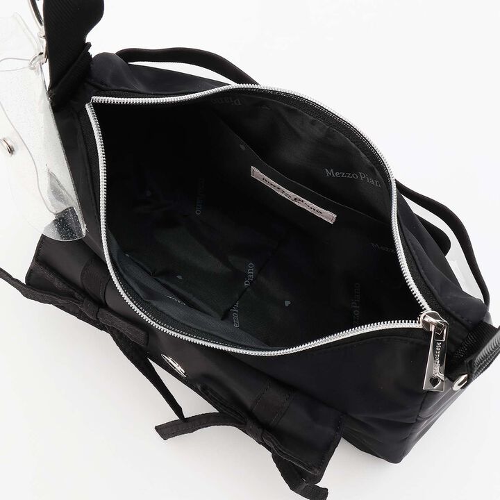 Sparkling Ribbon Flap Shoulder Bag with Pouch,Silver, medium image number 7