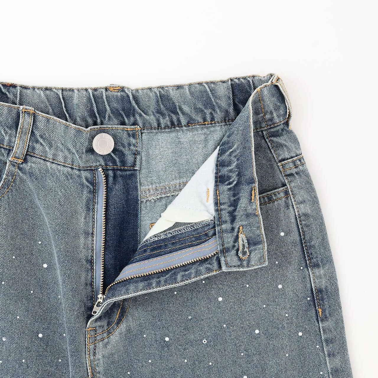 Stylish Stone Denim Pants,Blue, large image number 20
