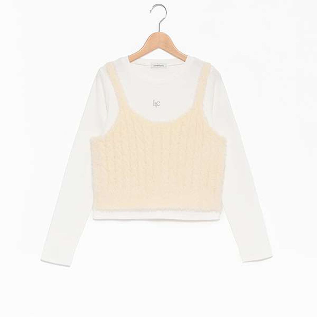 Washable Shaggy Vest Inner Set,Light gray, large image number 4