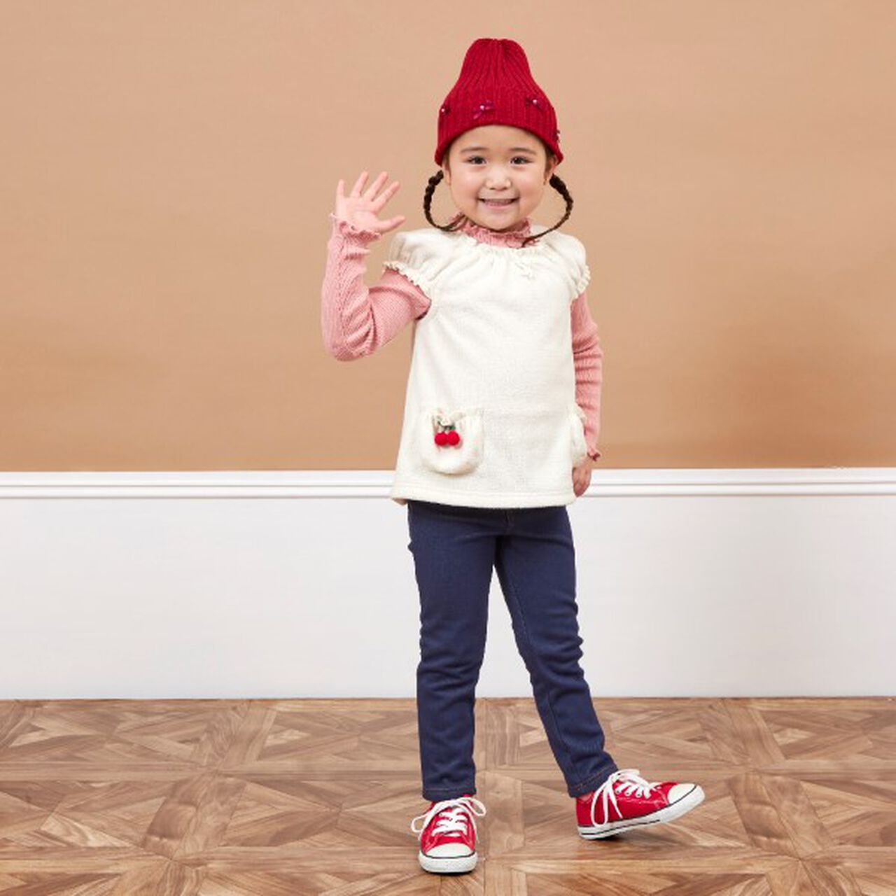 KP Cherry Motif Boucle Vest [80-120],Off white, large image number 7