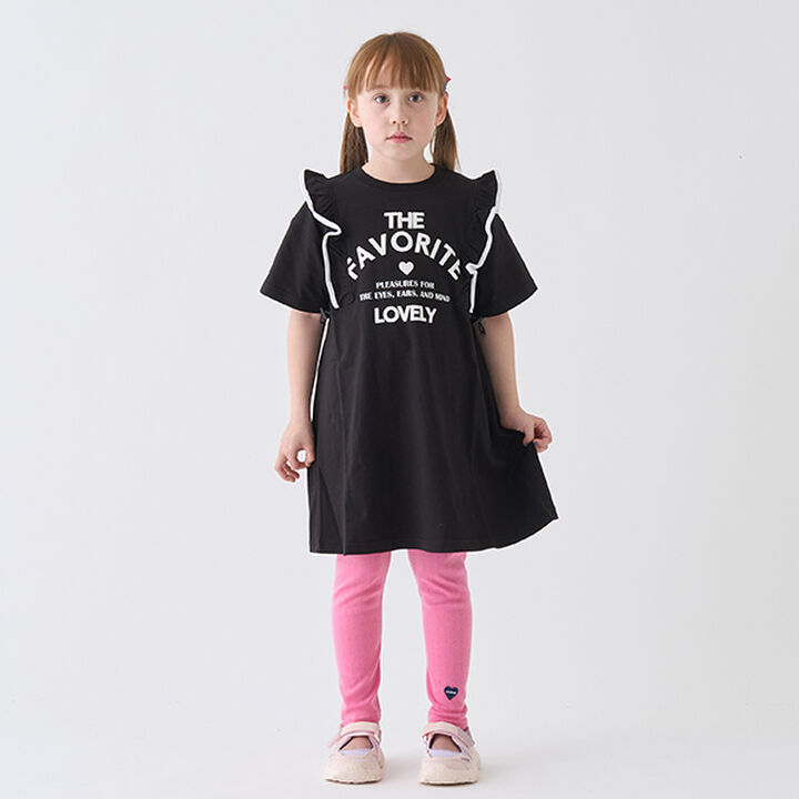 Anti-Stain Shoulder Frill Dress,Black, medium image number 0