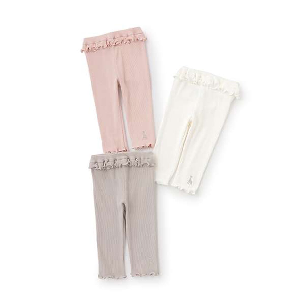 Mellow Frill Ribbed Leggings,Off white, large image number 5