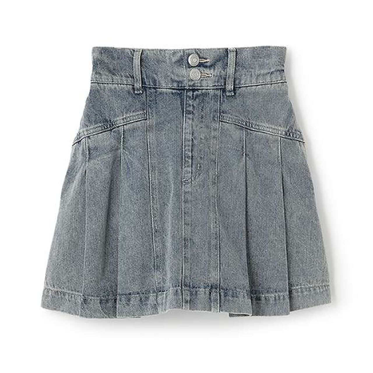 Denim Pleated Skirt-Pants for Beautiful Legs,Light blue, large image number 4