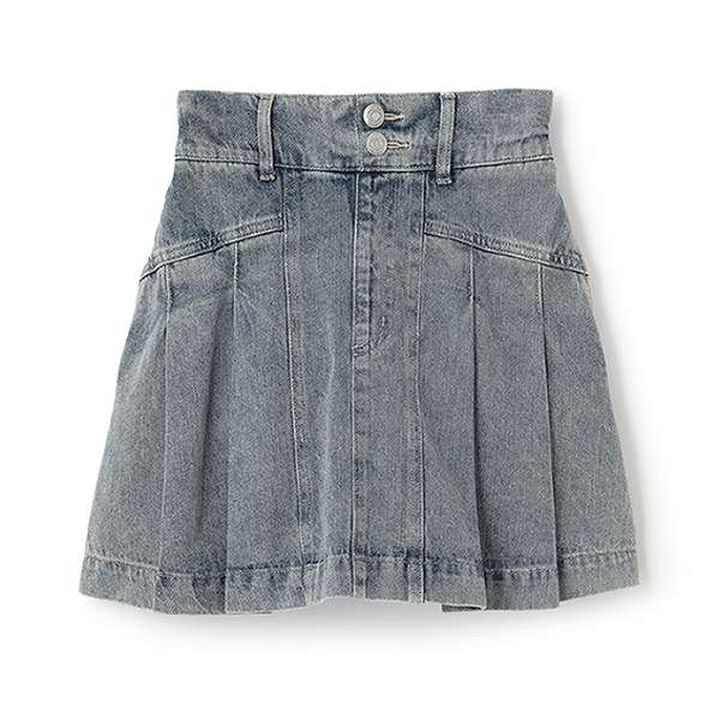 Denim Pleated Skirt-Pants for Beautiful Legs,Light blue, medium image number 4