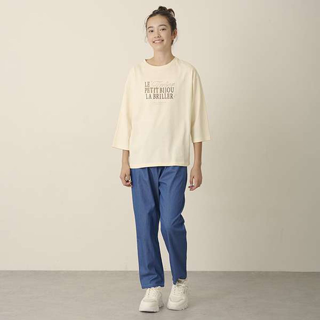 [GOOD PRICE] 6-Sleeve Logo T-Shirt,Cream, large image number 1