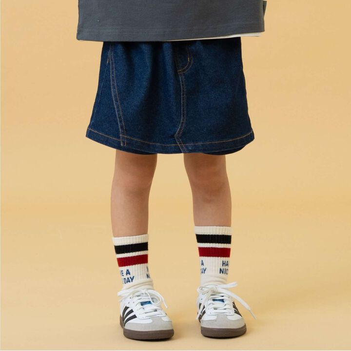 Denim Mini Wrap Skirt Pants,, medium