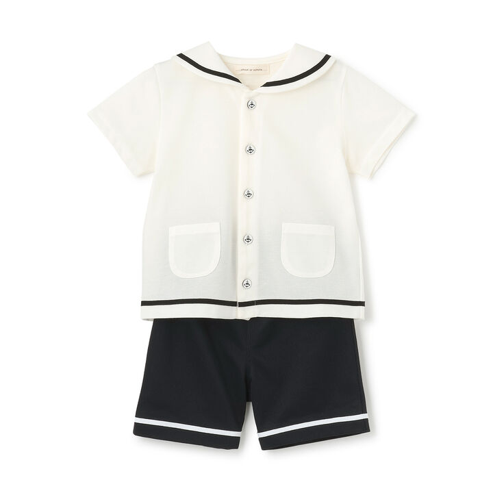 Sailor Collar Outfit Set [Made in Japan] [Quick-Dry & Absorbent],Off white, medium image number 2