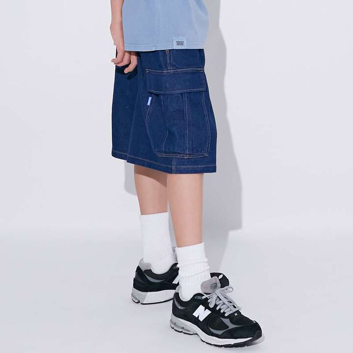 Cool Sensation Denim Half Cargo Pants,Deep blue, medium image number 0