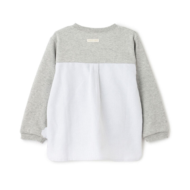 Chikawa Face Motif Long-Sleeve T-Shirt,Top gray, medium image number 9