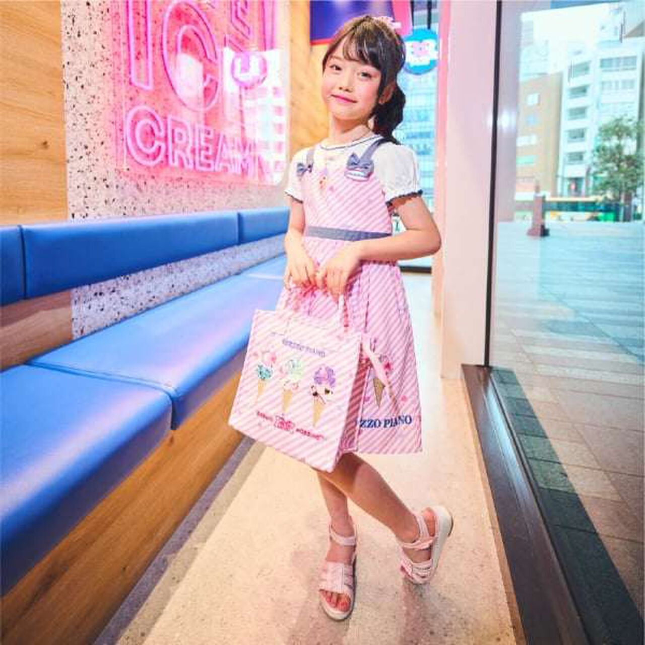 [31 Ice Cream] Docking One-Piece Dress,Red, large image number 3
