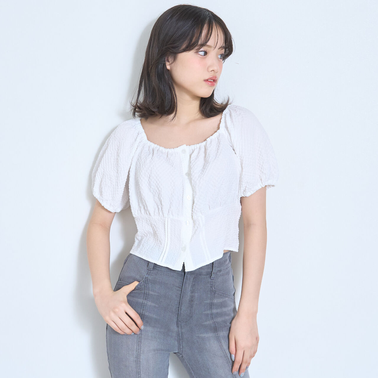 Off-Shoulder Blouse,Light green, large image number 2