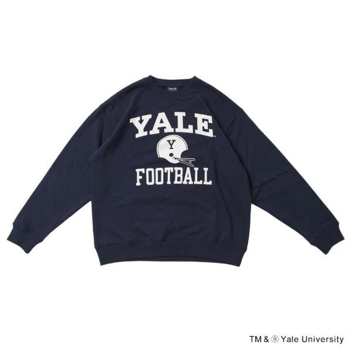 [YALE] Front Football Logo Print Sweatshirt,Navy, medium image number 0
