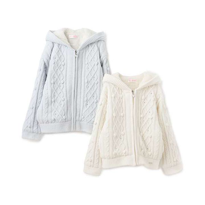 Mole Knit Lined Boa Zip Parka,Light blue, medium image number 10