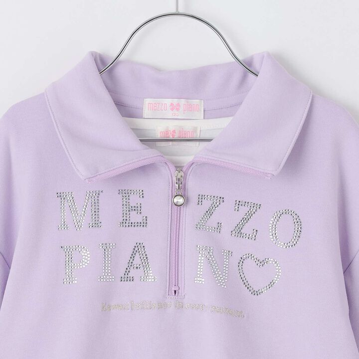 Half-Zip Pullover & Hem Frill Short-Sleeve T-Shirt Set,Lavender, medium image number 7