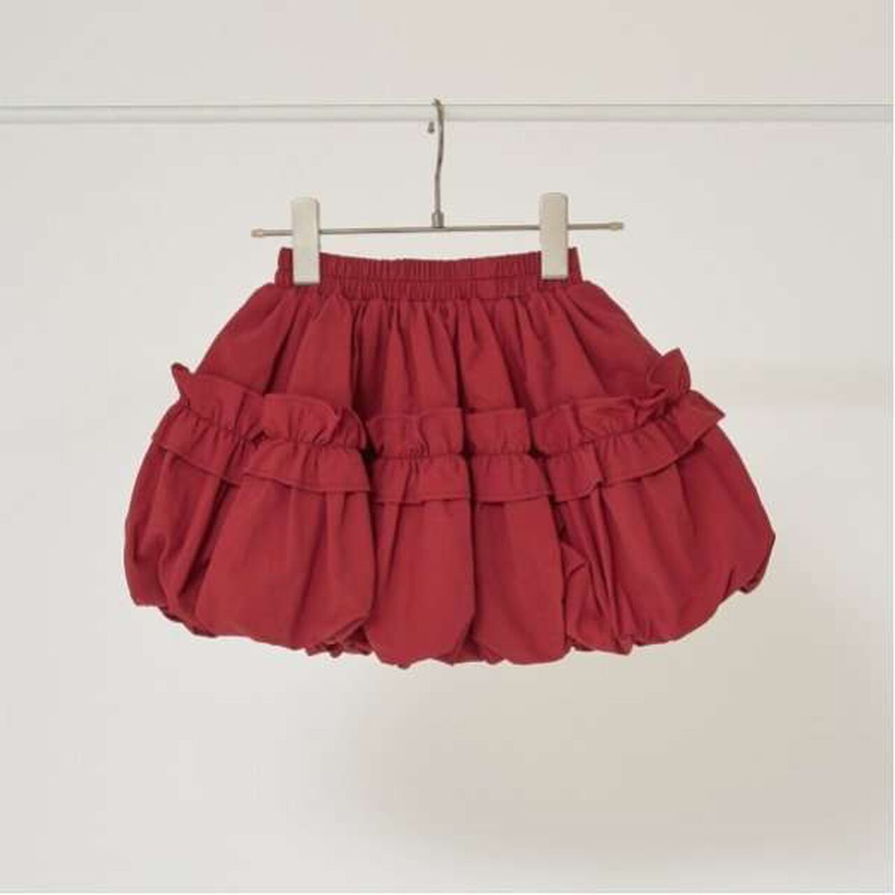 Frilled Balloon Skirt,Deep red, large image number 12